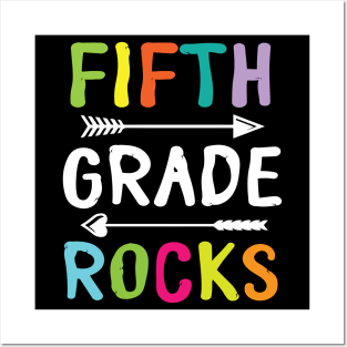 Fifth Grade Rocks Teacher Student Happy Back To School Day Posters and Art